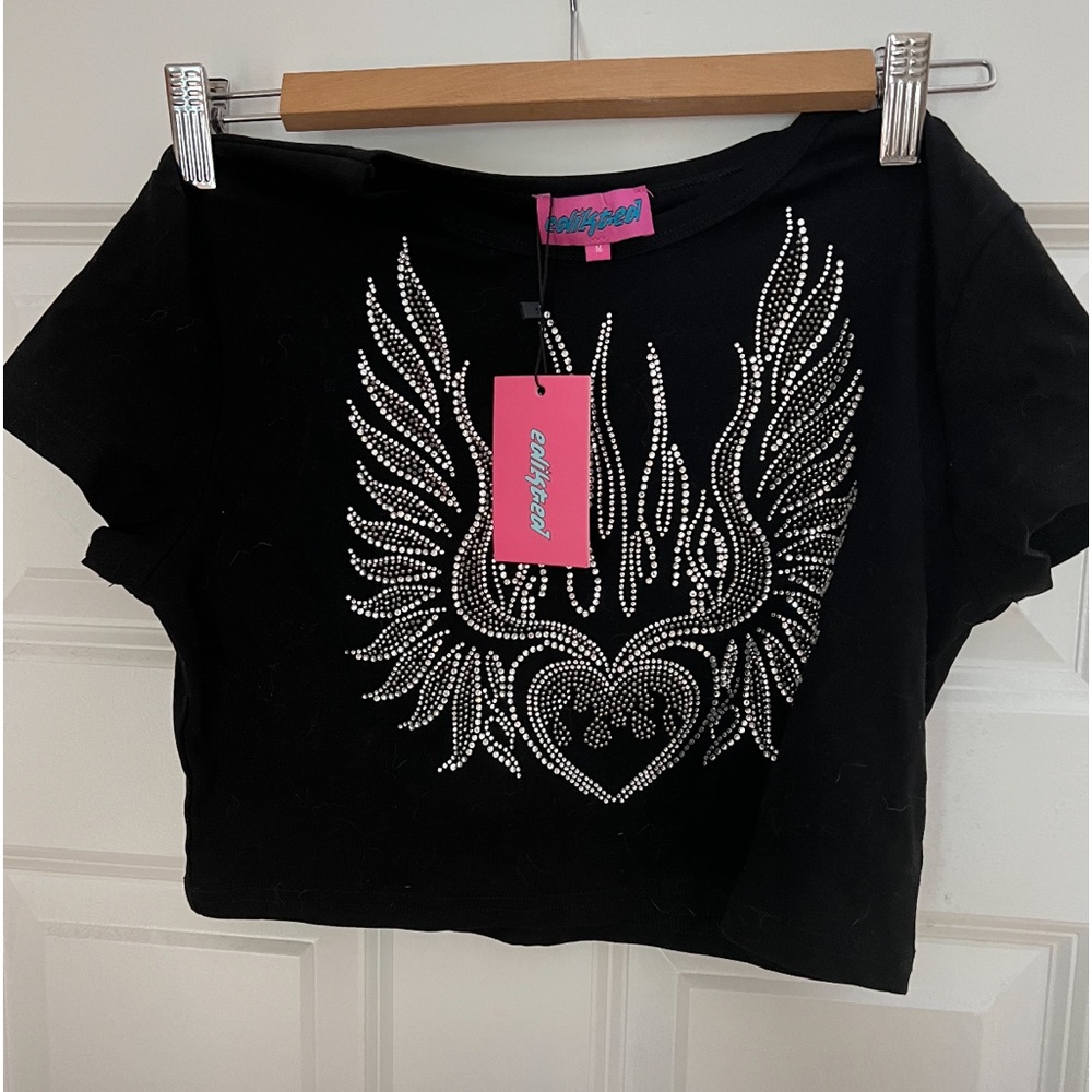 Edikted Rhinestone Short Sleeve Top